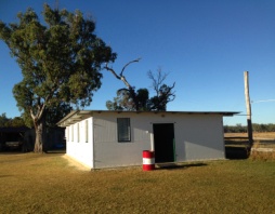 Bunkhouse under blue skies